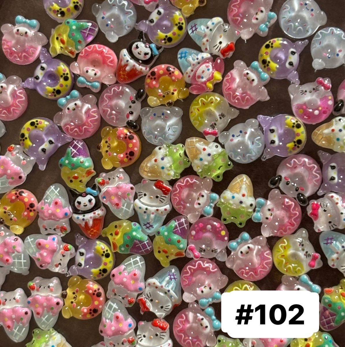 再入荷 20個 ネイルパーツ サンリオ アイス ドーナツMIXランダム