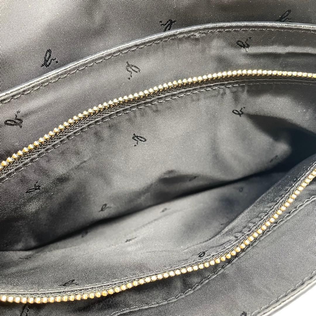 極美品】アニエスベー ショルダーバッグ ゴールド金具 ロゴ レザー 黒