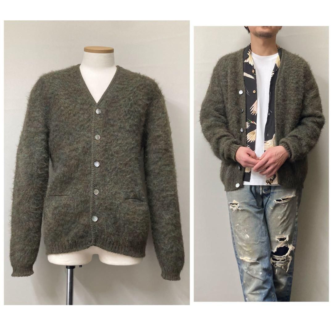 毛足長 色がヤバい】60s ヴィンテージモヘアカーディガン モスグリーン