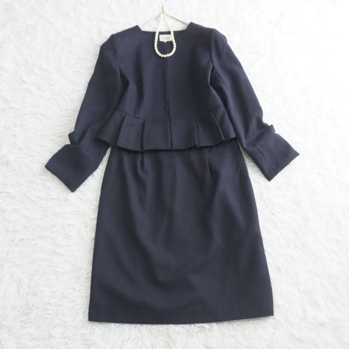 美品 大きいサイズ セレモニースーツセット 上下 ノーカラージャケット