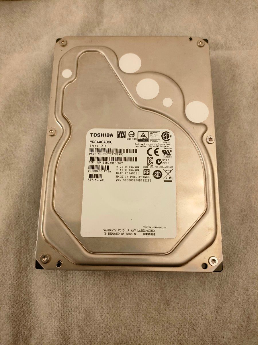 稼働時間1035時間】TOSHIBA MD04ACA300 3TB 7200rpm 3 5インチ内蔵HDD