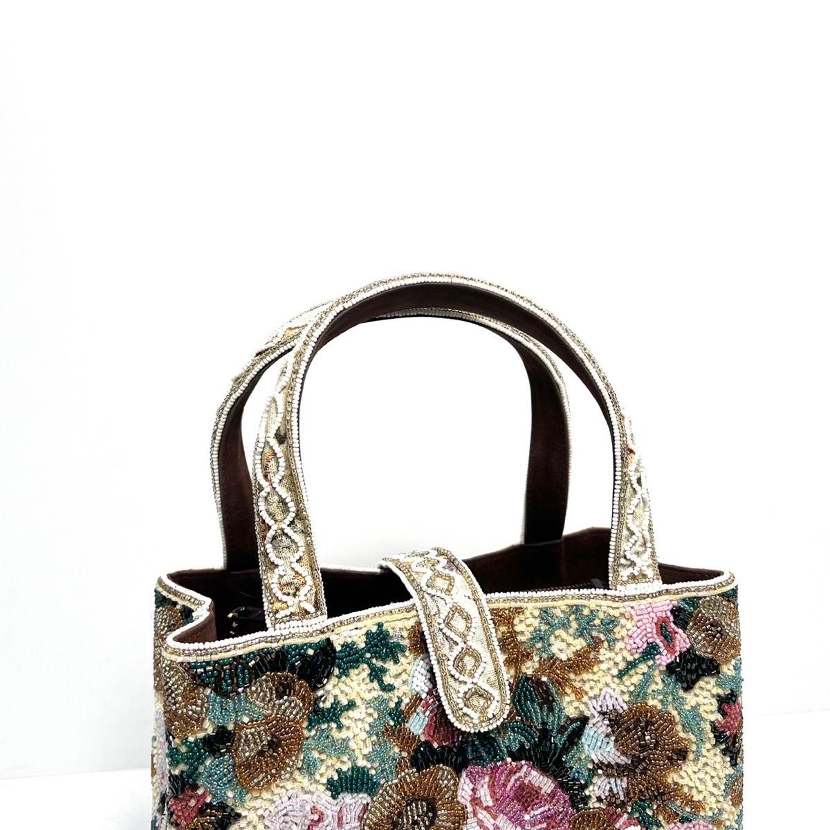 美品】Lumy ルミー はしもと/KUJAKUDO 孔雀堂/ビーズ装飾/花柄