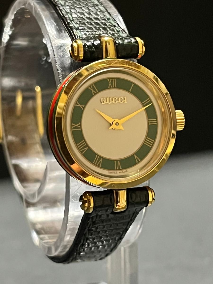 激レア GUCCI グッチ シェリーライン グリーンレディース腕時計 動作