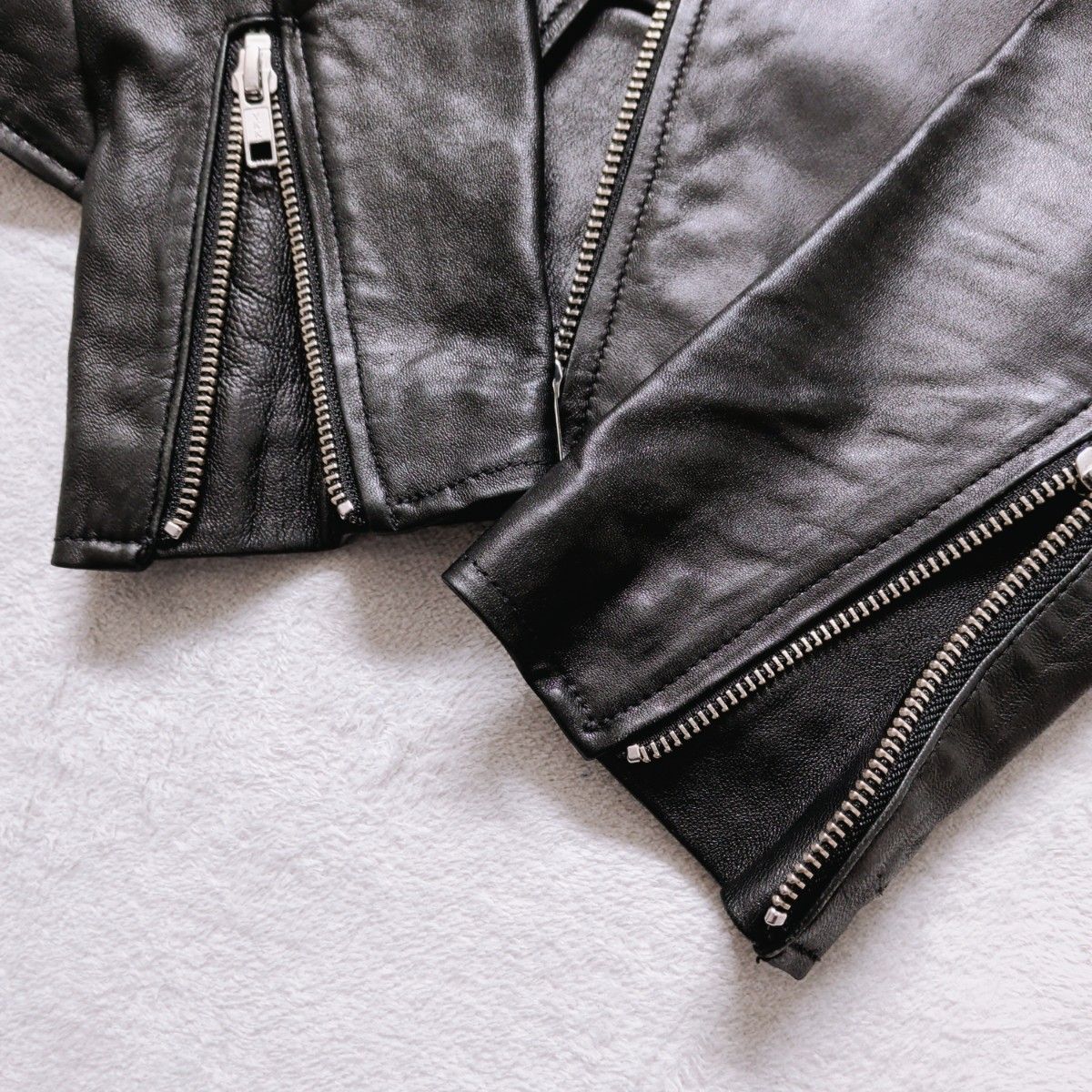 ジーナシス JEANASIS ライダースジャケット ラムレザー 本革 黒 羊革