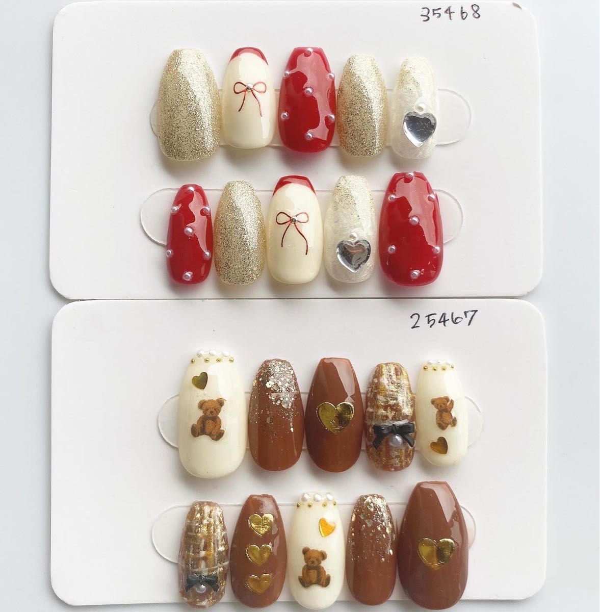 ネイルチップ お得なまとめ売りおまとめセール チェック ハートリボン