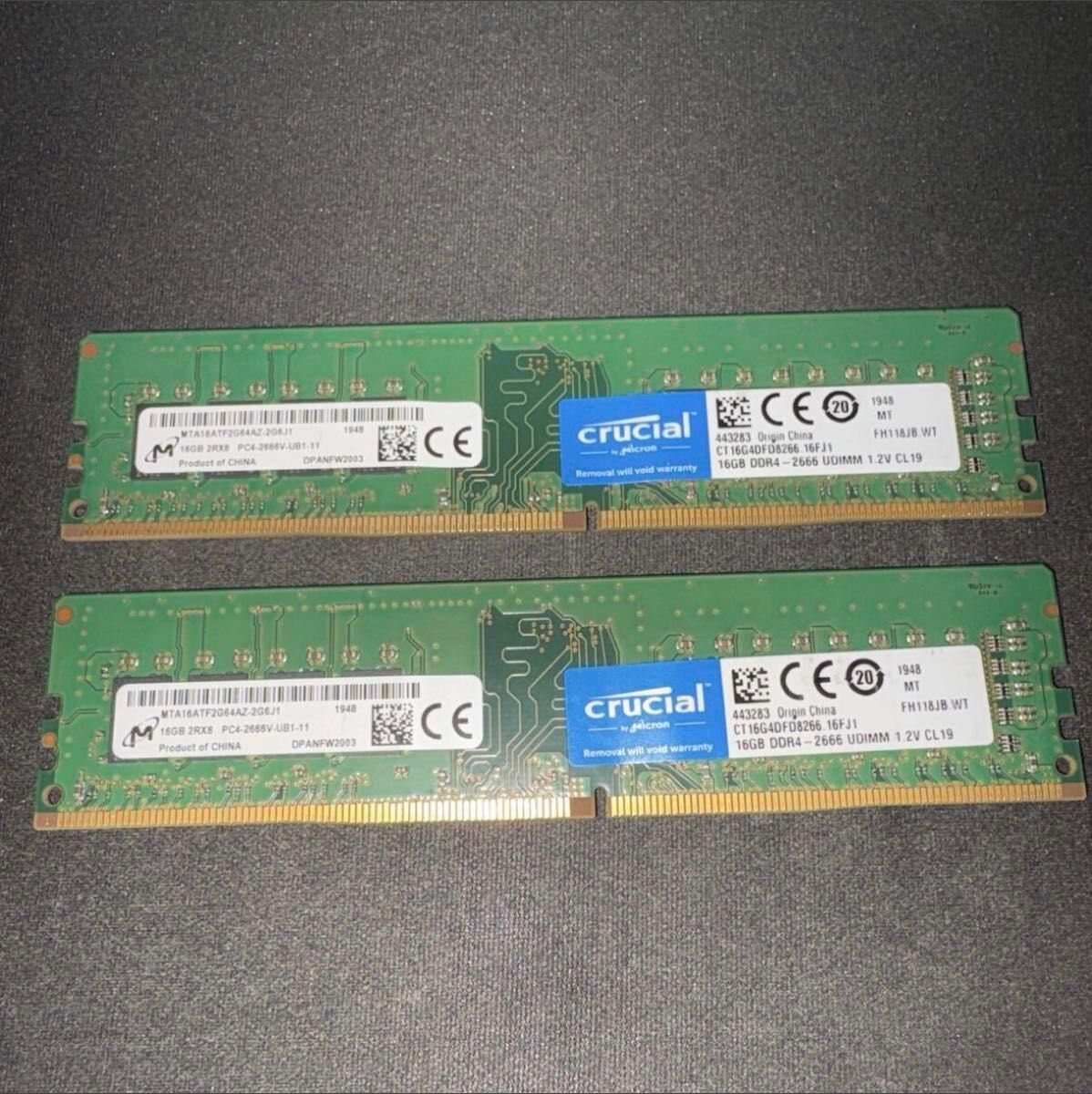 Crucial DDR4-2666 32GB（16GB×2）動作確認済 Crucial DDR4 2666 16GB