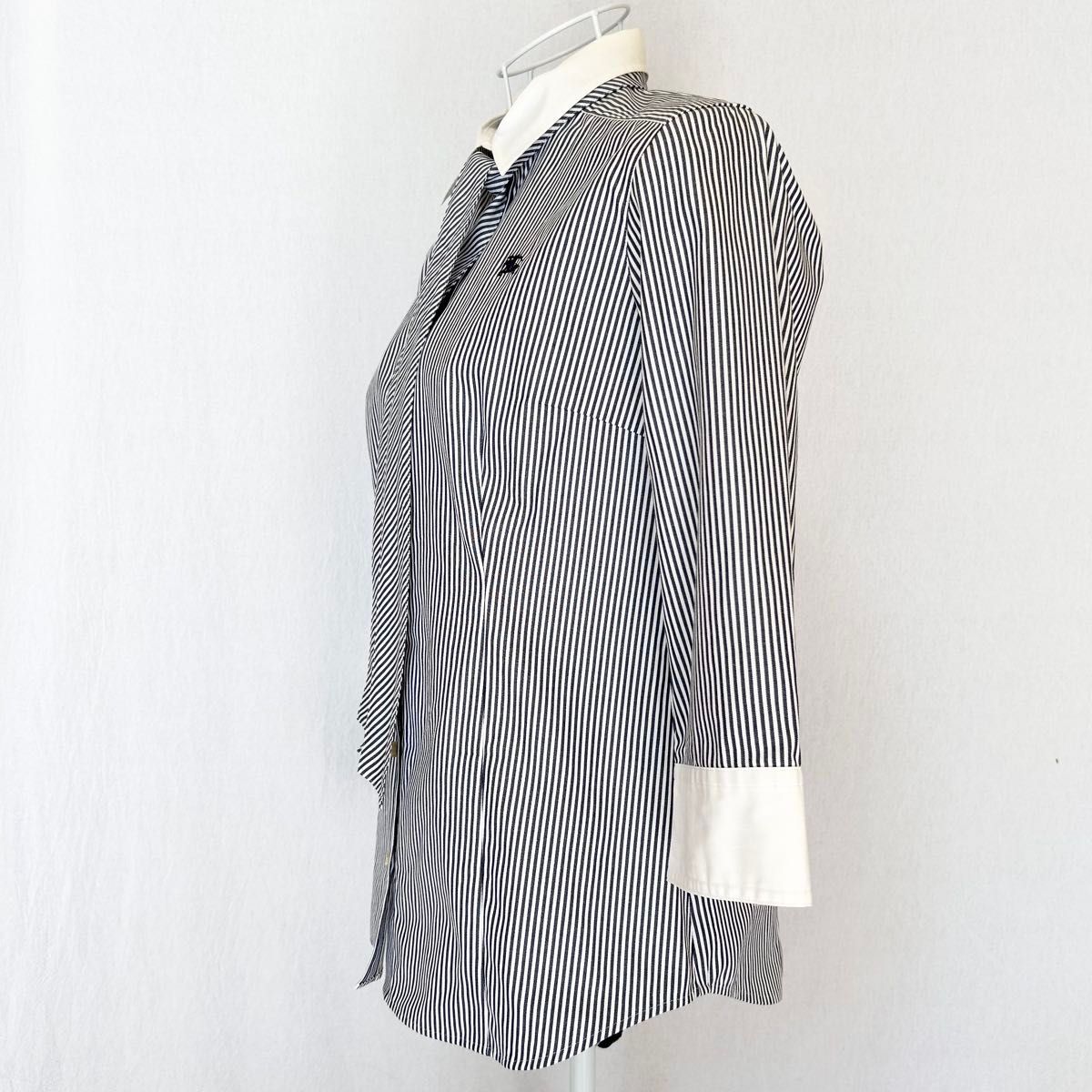 美品 バーバリーブルーレーベル シャツ ボウタイ ストライプ ブラウス