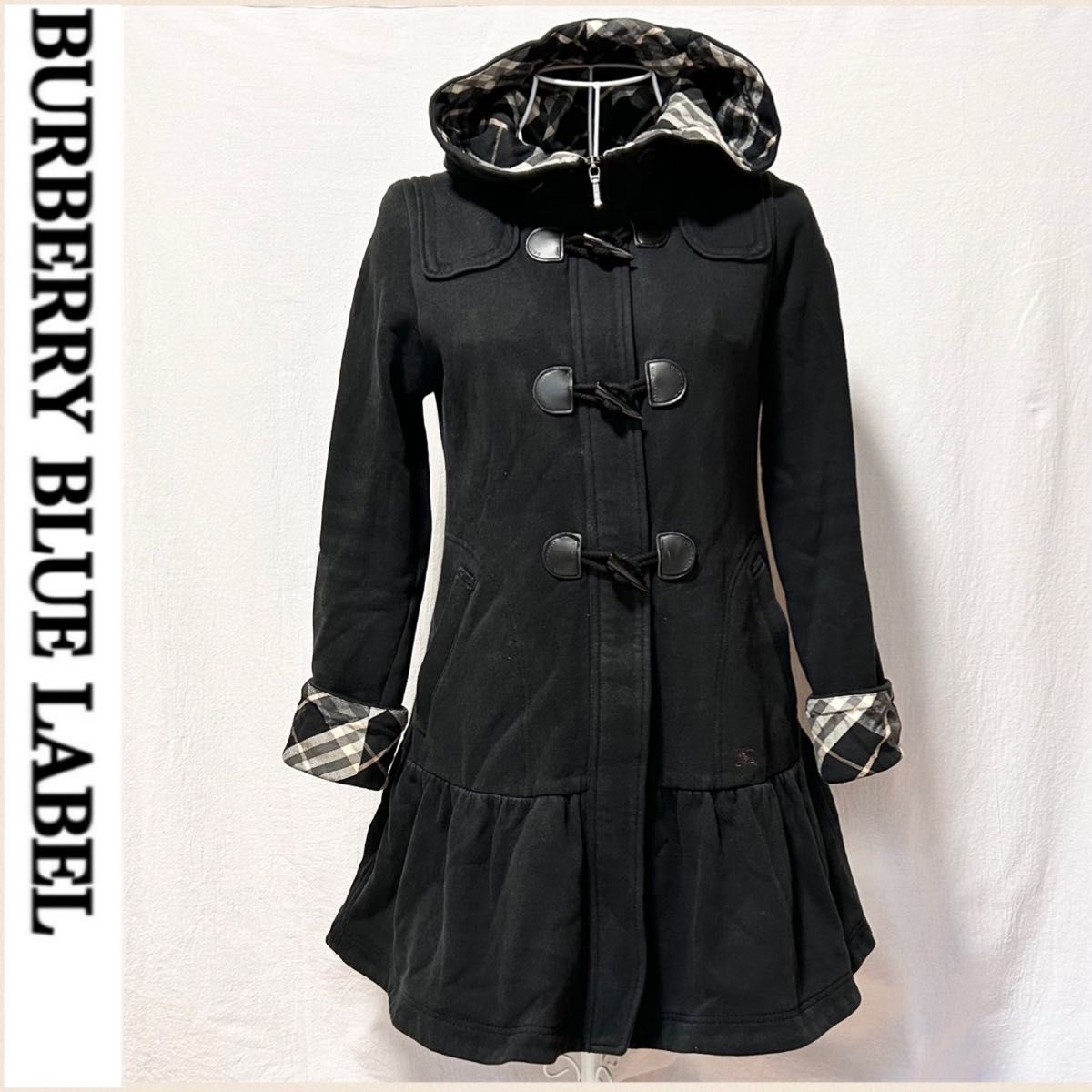 美品 バーバリー ブルーレーベル ダッフルコート フロントジッパー