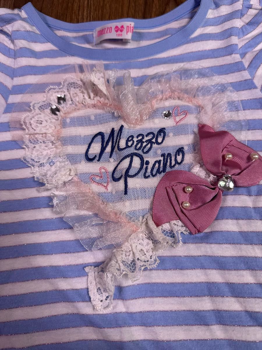 メゾピアノ 半袖Tシャツ mezzo piano リボン Tシャツ サイズ120 女の子