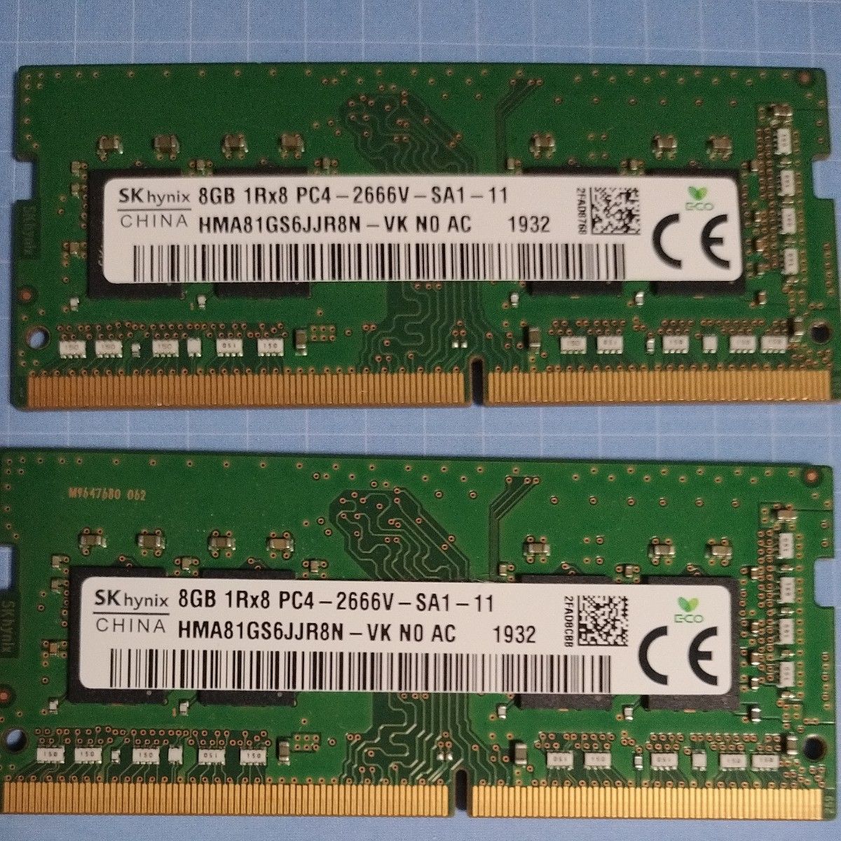 16GB】SKhynix HNA81GS6JJR8N-VK 8GB 2枚セット SO-DIMM PC4-2666V