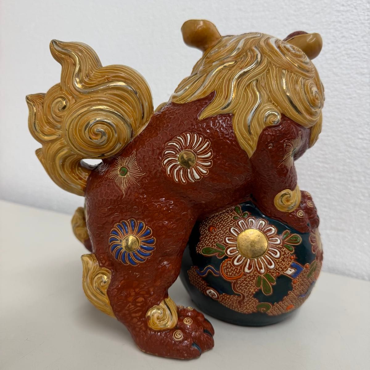 九谷焼 玉乗り獅子 置物 縁起物 シーサー 陶器 魔除け インテリア 獅子