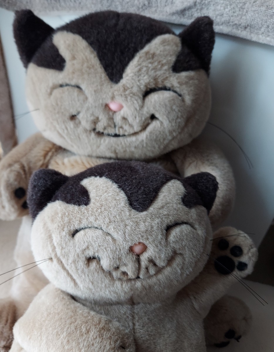 セキグチ SEKIGUCHI 猫のヤーコプ ぬいぐるみ2体 座高 大45センチ中30