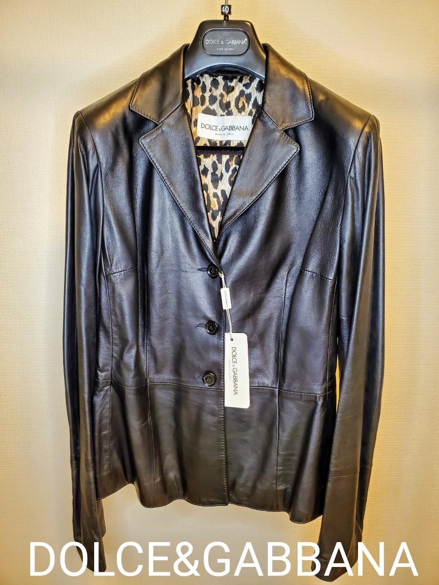 DOLCE&GABBANAドルチェ&ガッバーナ ラムレザージャケット/40 ブラック