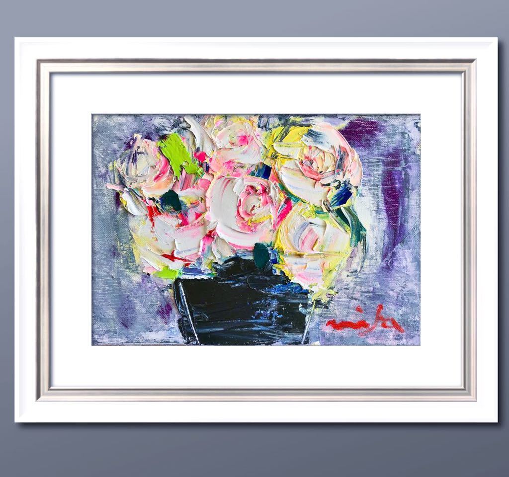 ◾️油彩画「バラ」 ◾️兼田美佐子 F4 キャンバス 【公式通販】