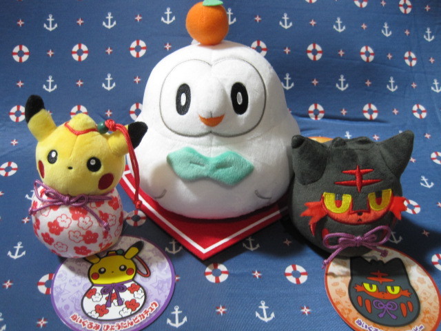 ポケモン 鏡餅 モクロー ぬいぐるみ 正月 3点 ひょうたん ピカチュウ
