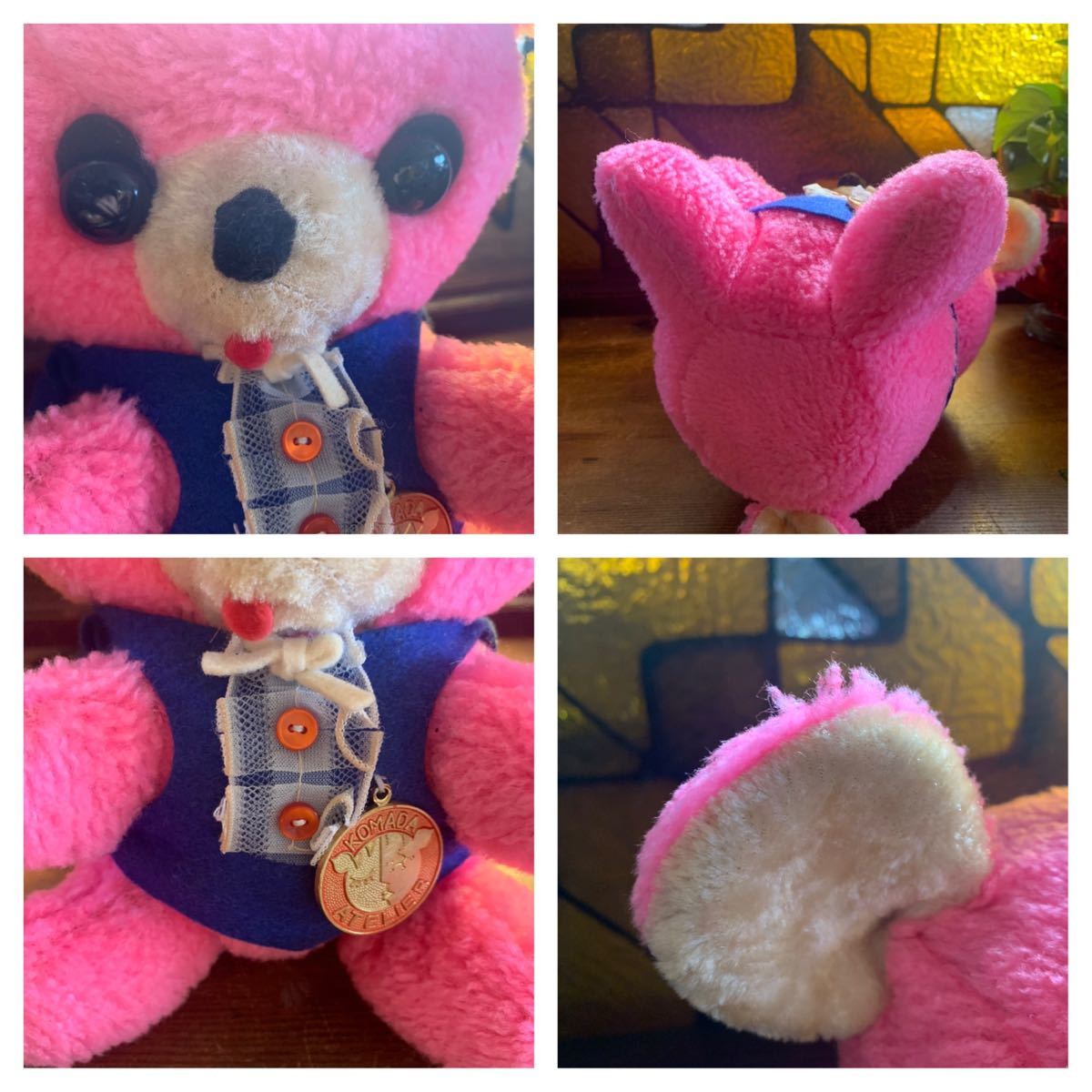 昭和レトロ ベア クマ ピンク レトロポップ ぬいぐるみ 人形 舌出し