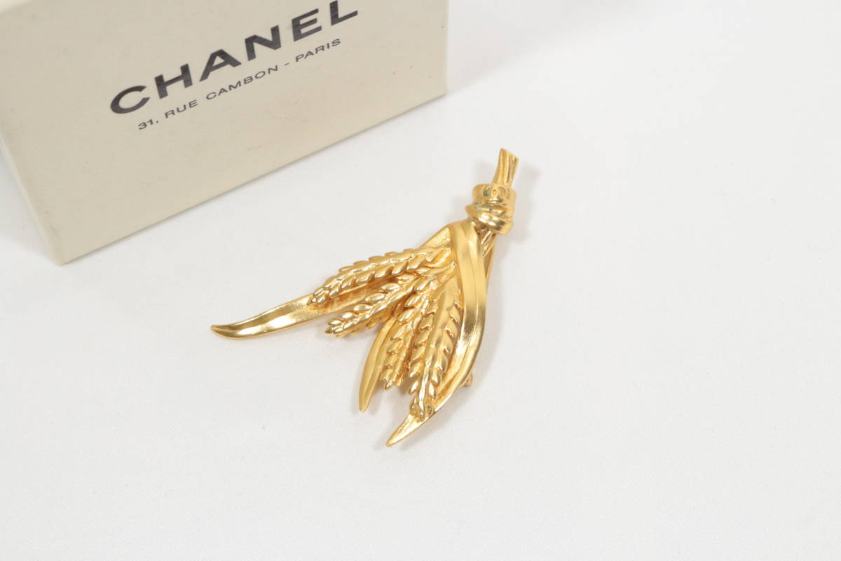 4E0104【本物保証】シャネル ブローチ 麦の穂 稲穂 モチーフ ココ
