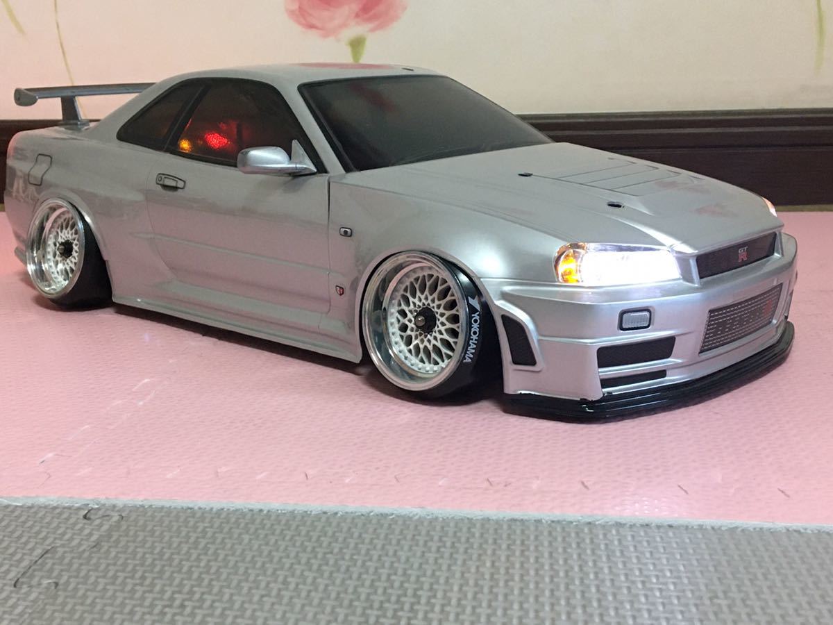 送料無料 1/10 日産 スカイライン GT-R R34 ニスモ Zチューン LED付き