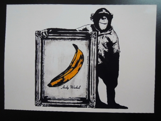 A4 額付き ポスター BANKSY バナナ アンディーウォーホル 猿