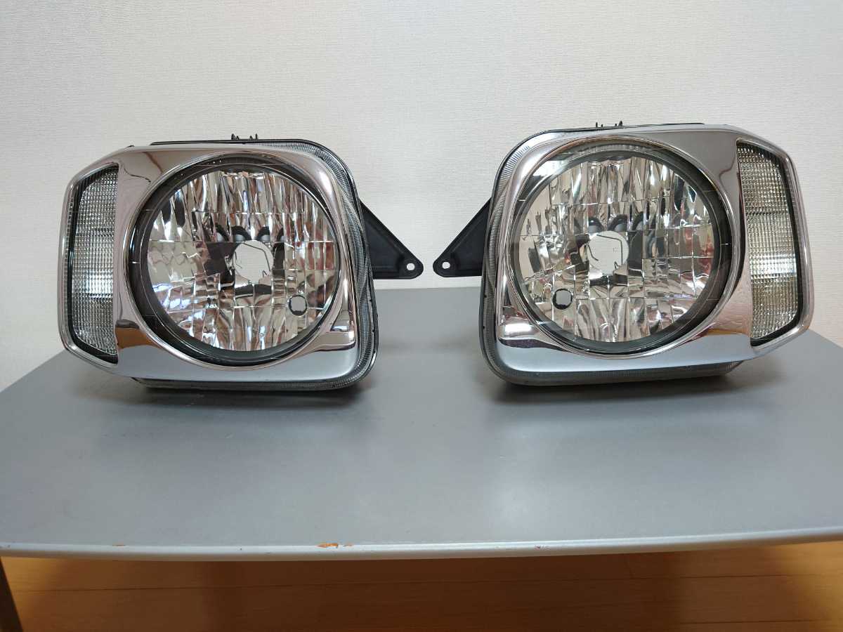 ジムニー JB23 純正ヘッドライト 左右 希少メッキカバー付属 美品 早い