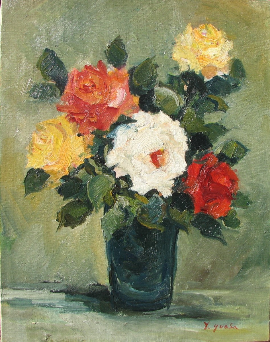 湯浅洋子 油彩画 バラ 1968年 湯浅洋子 油彩画 バラ 1968年 湯浅洋子