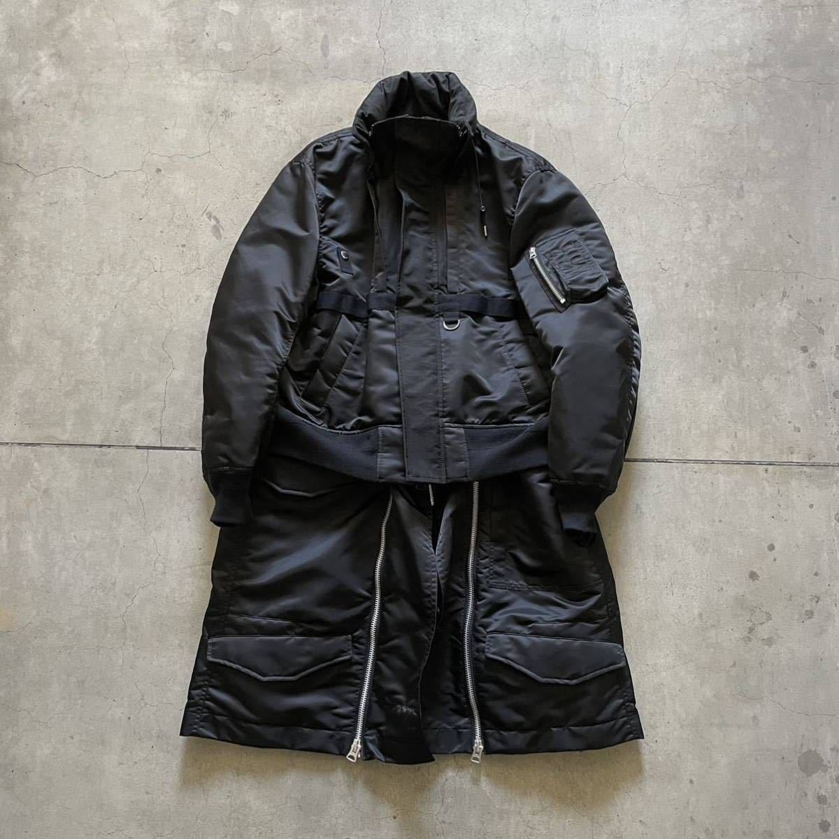 Yahoo!オークション - 22ss sacai / Nylon Twill Mix Coat 2 black サ