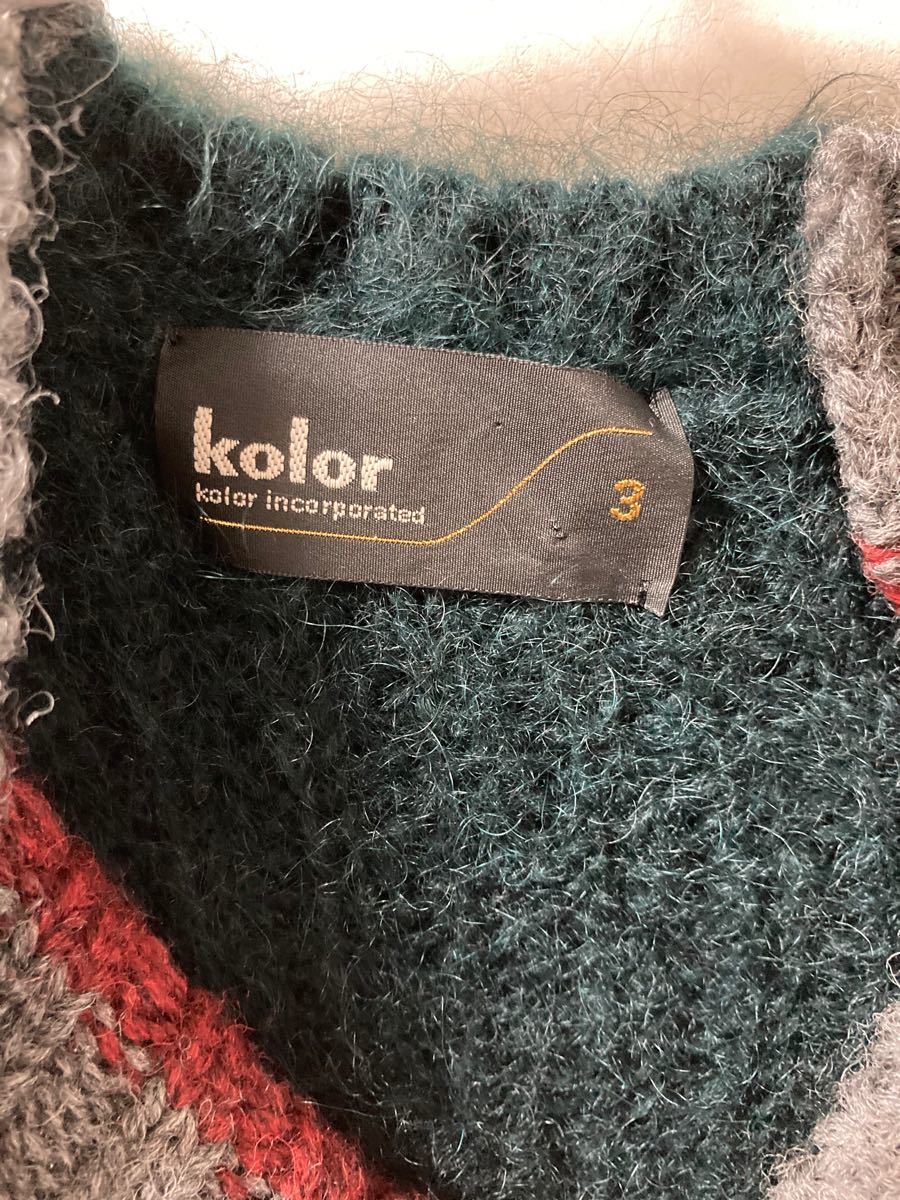 kolor カラー 20AW クレイジーパターンニット 3 グリーン ブラック