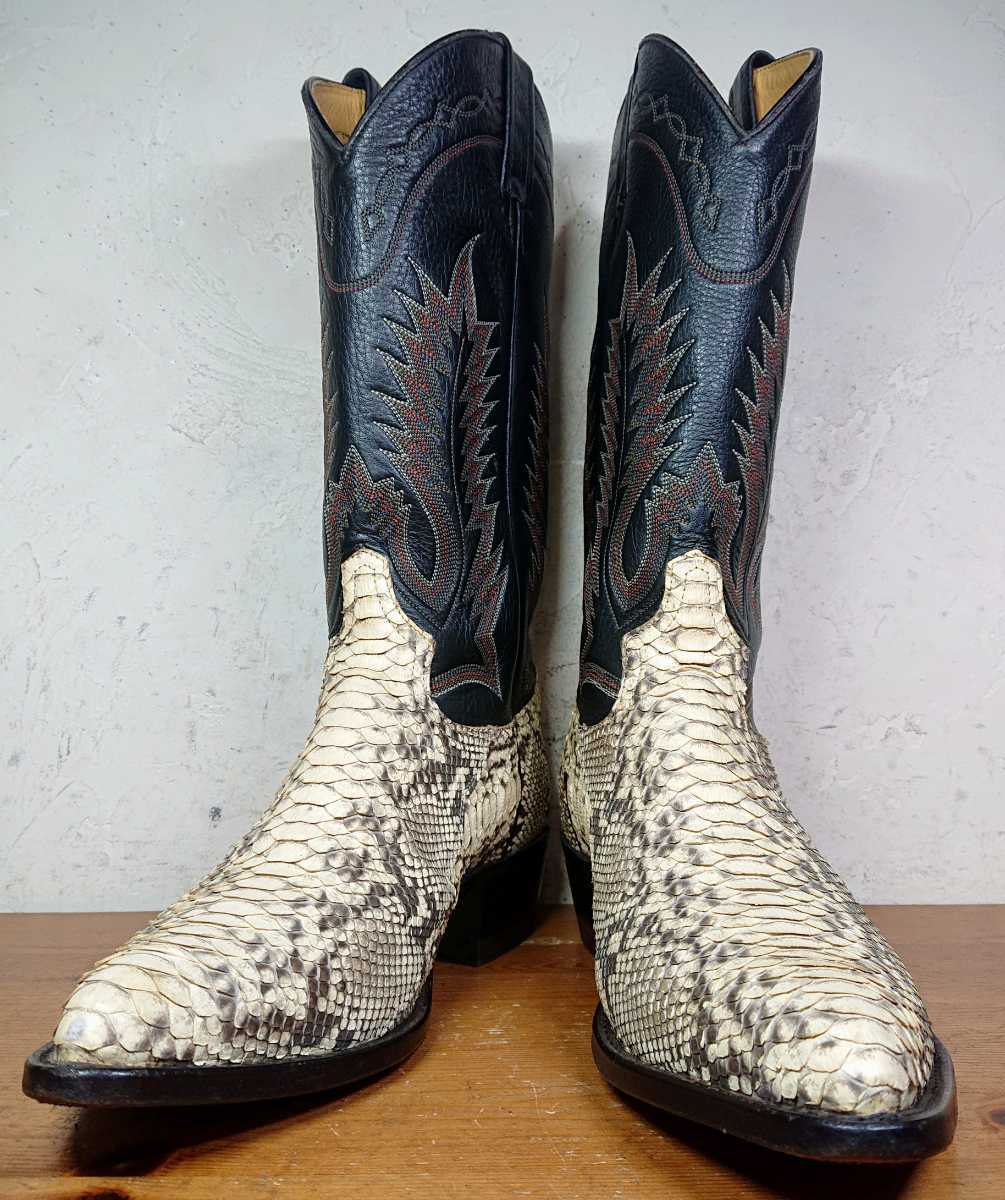 USA製 TonyLama/トニーラマ パイソン 蛇革 ウエスタンブーツ 8E 25 5cm