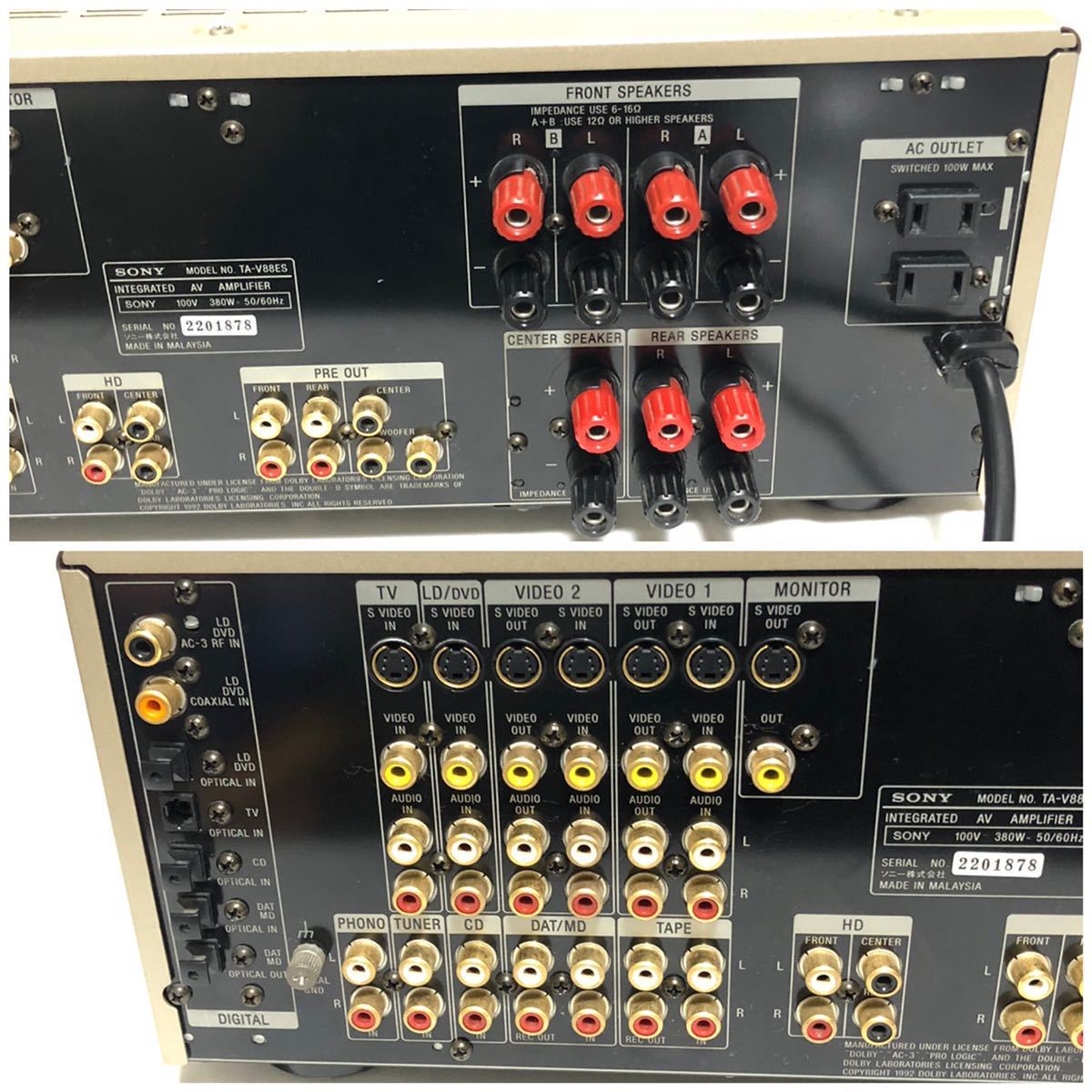 当時定価15万円 動作 取説付き】SONY AVアンプ TA-V88ES ソニー｜Yahoo