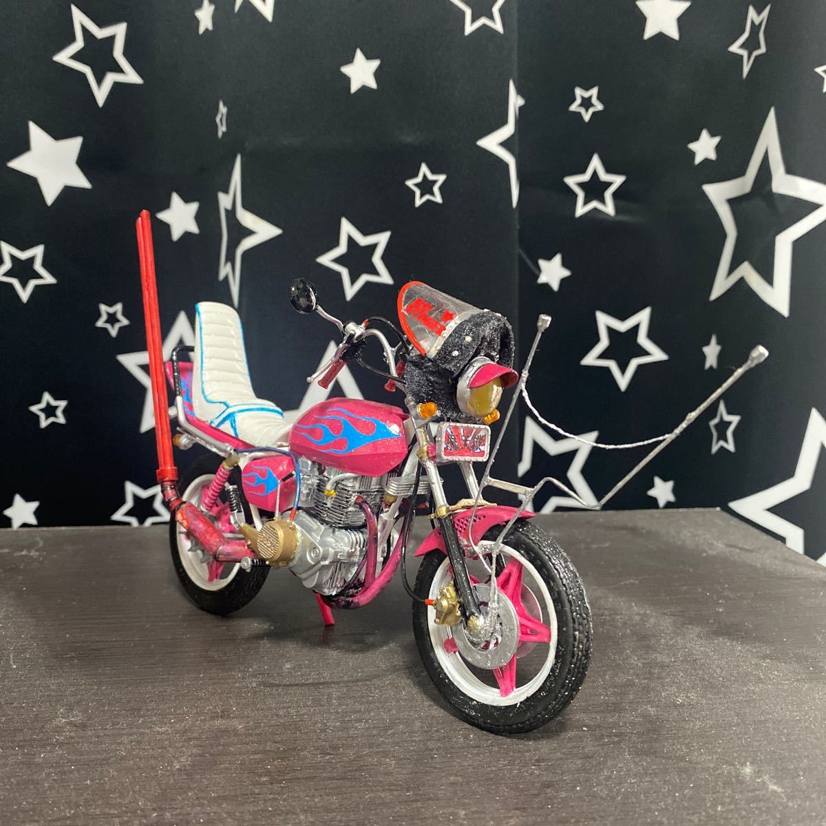 アオシマ 1/12 HONDA HAWK II バブ III 改 族車仕様 プラモデル 完成品