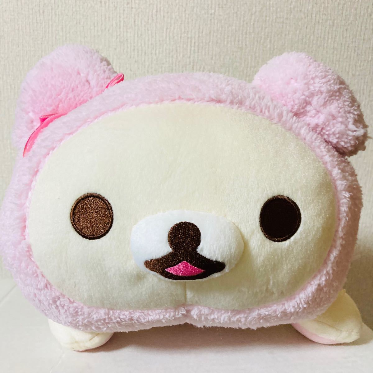 コリラックマ】うさぎティータイム うつぶせぬいぐるみXL ピンク