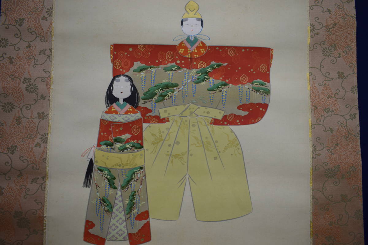 不詳】//作者不詳/立雛図/桃の節句/布袋屋掛軸HJ-542