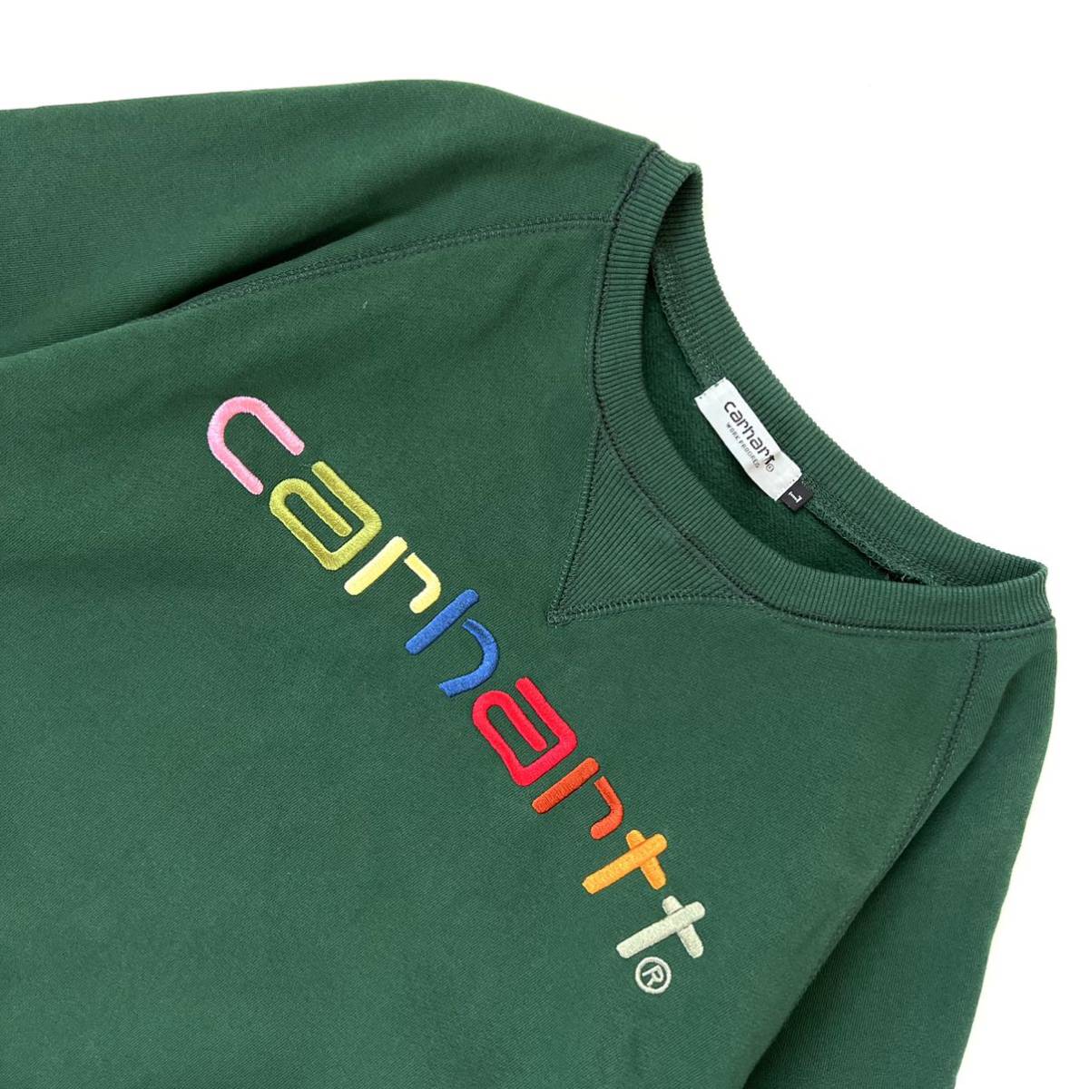 Carhartt カーハート ロゴ刺繍 スウェット トレーナー グリーン 緑 L