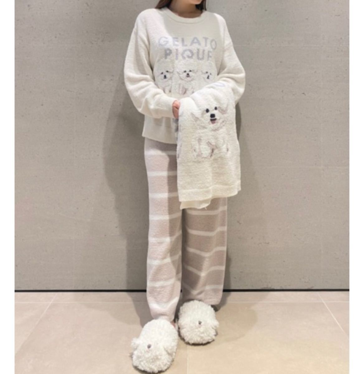 ジェラートピケ ビションフリーゼ モチーフジャガードブランケット