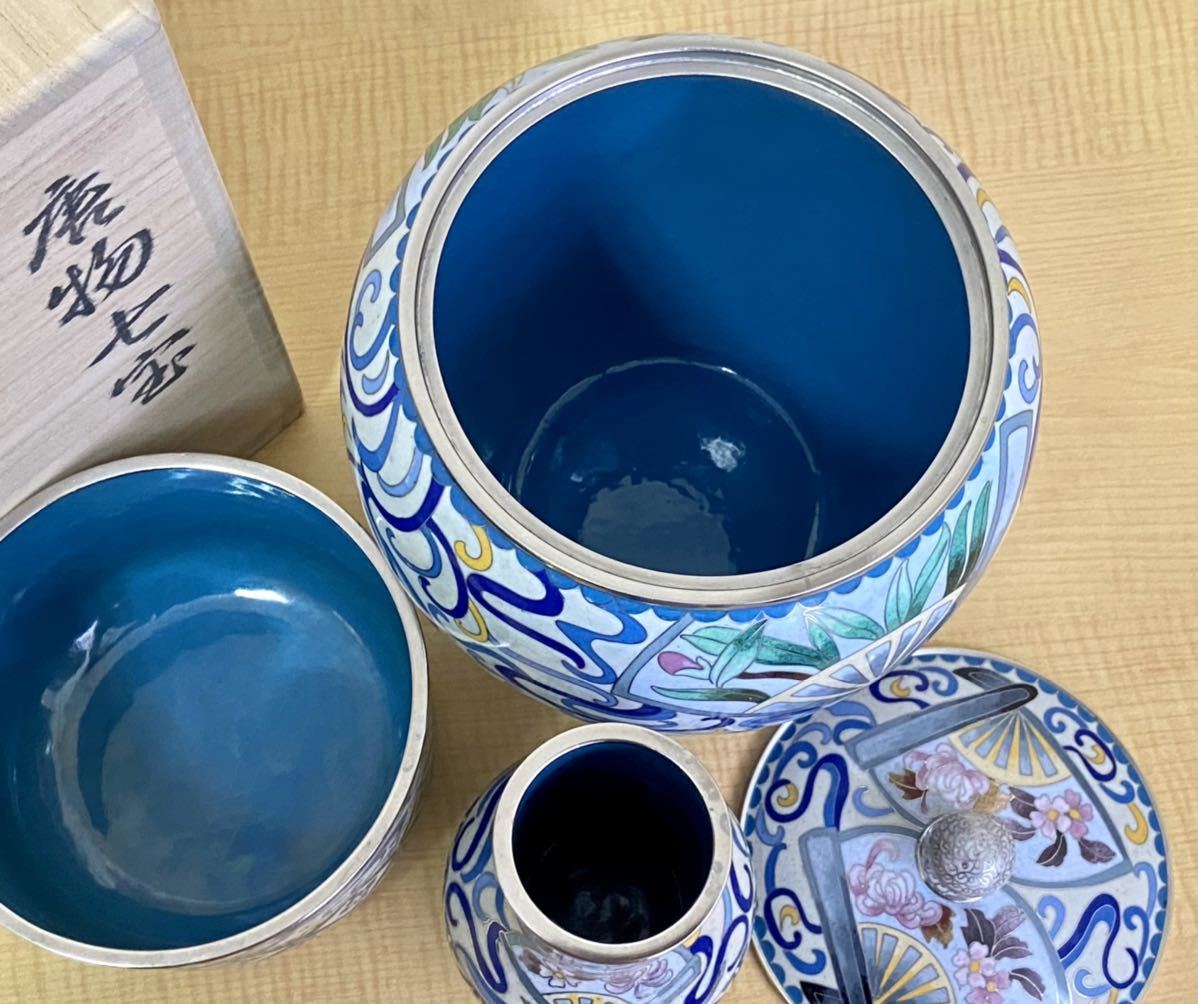 Yahoo!オークション - Ta936 黄 井仁 造 唐物七宝 扇面 皆具（建水 水