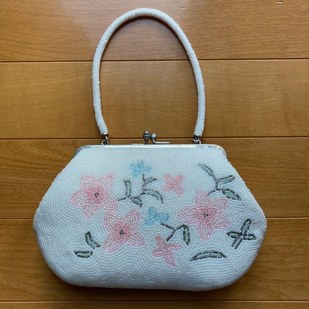 和装 総ビーズバッグ ホワイト アンティーク 昭和レトロ｜Yahoo!フリマ