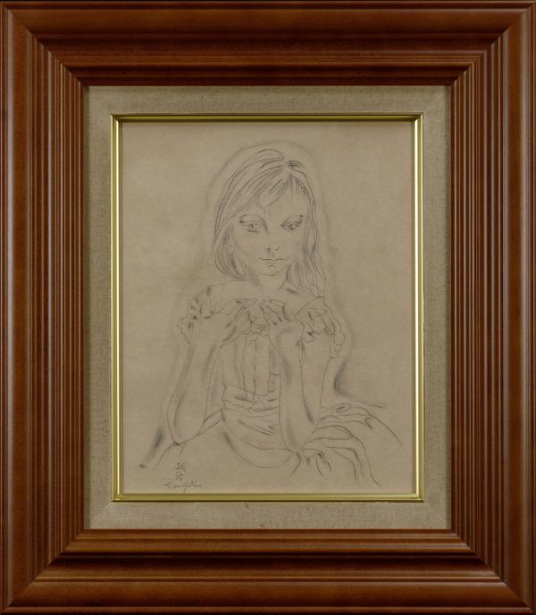 Yahoo!オークション - 藤田嗣治 鉛筆デッサン 手描き《少女》表サイン