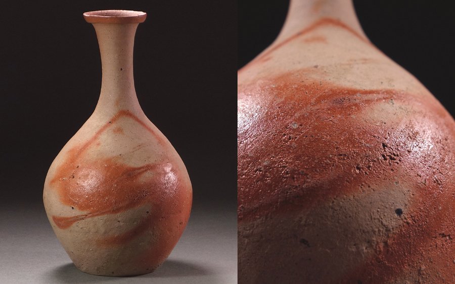 桃山時代 火襷 胡麻釉 古備前 変り形 四耳 葉茶壺 桂又三郎 鑑定 桃山