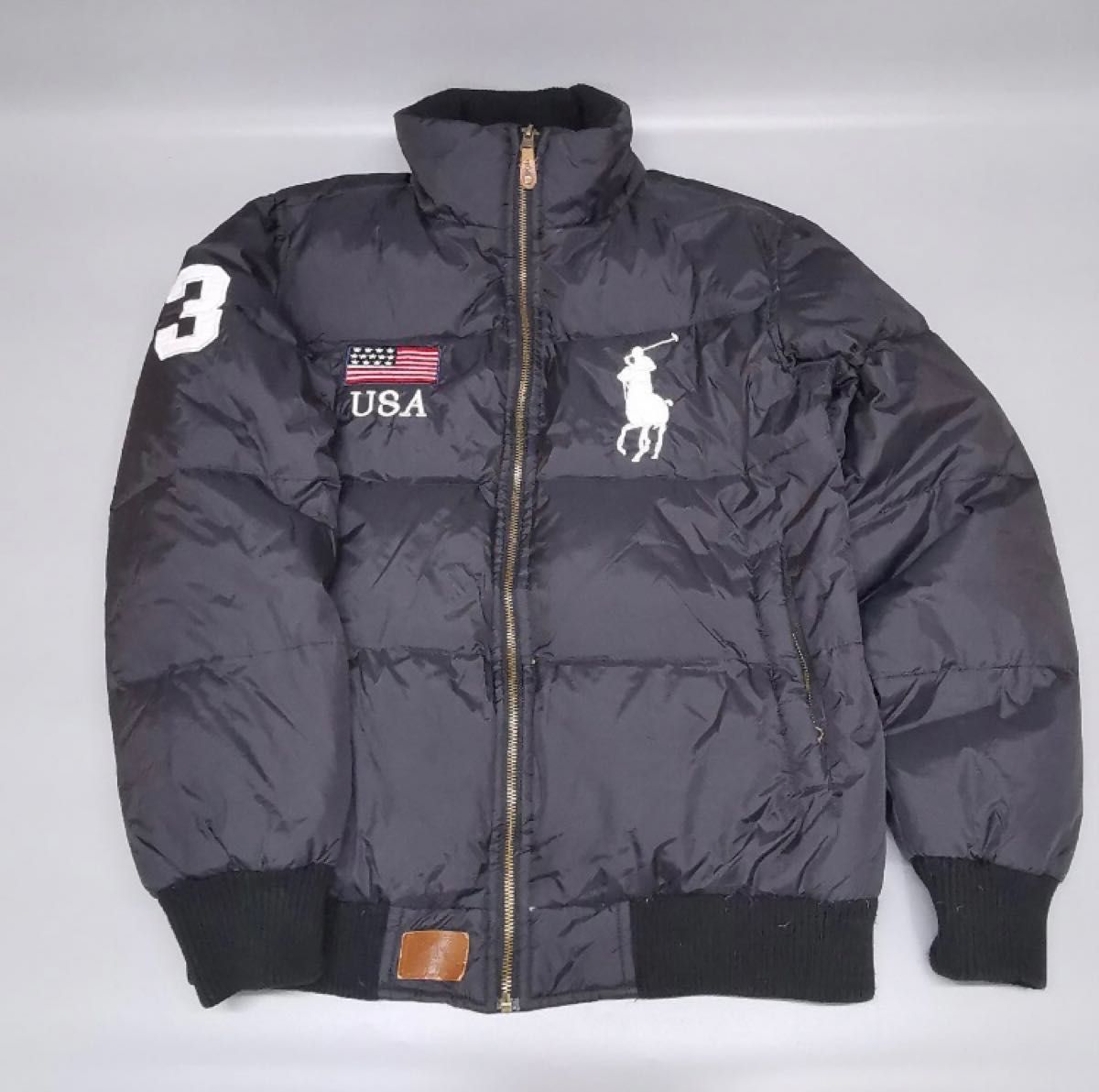 希少 ラルフローレン 肉厚ダウン USA 刺繍ロゴ ビッグポニー アメリカ