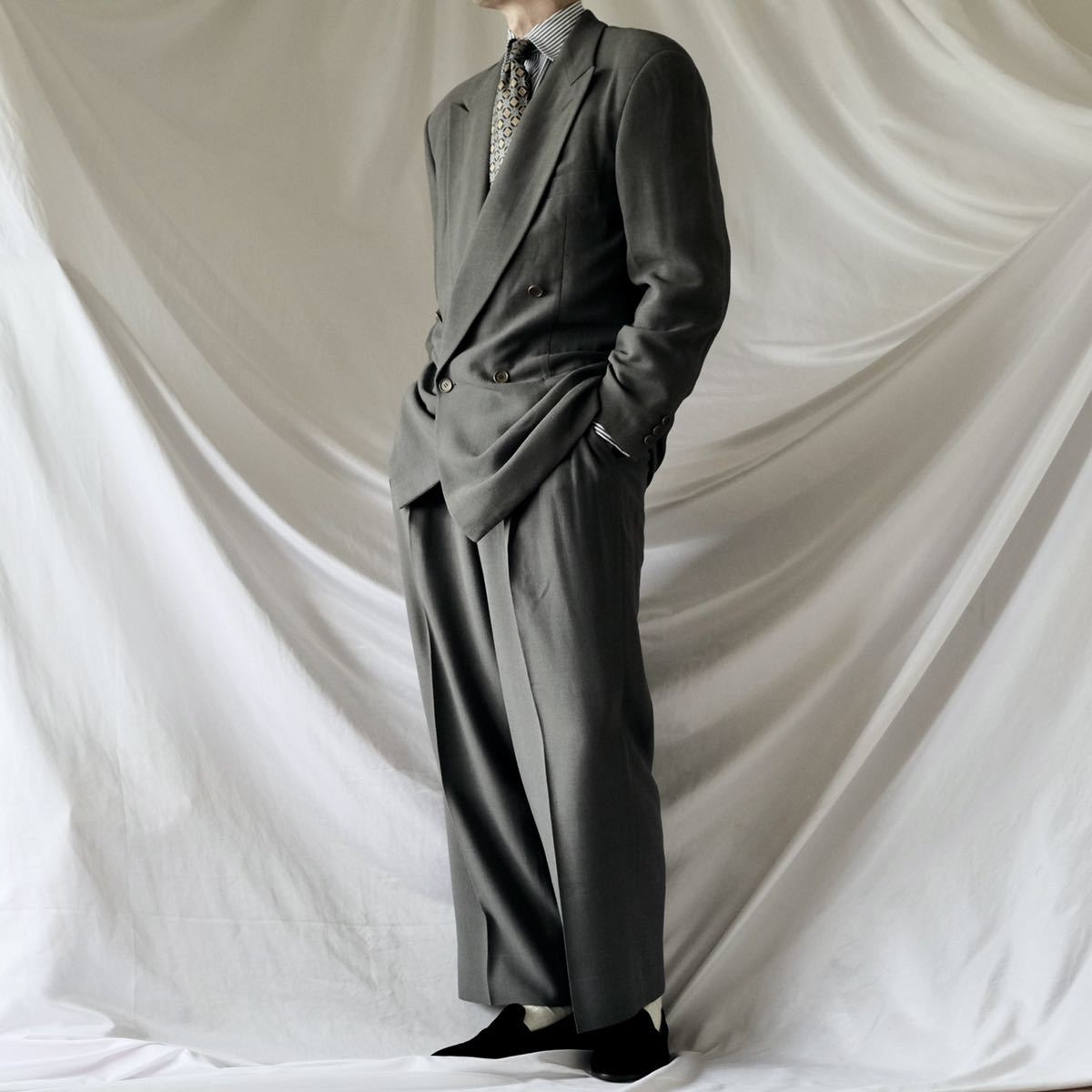 GIORGIO ARMANI ジョルジオアルマーニ ダブルスーツ グレー48｜Yahoo