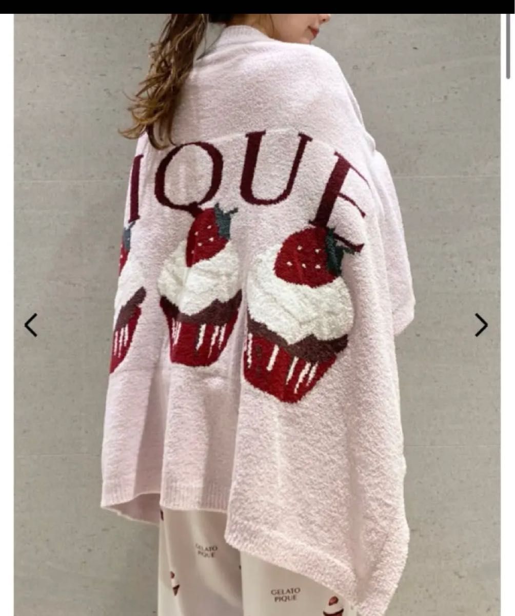 ジェラートピケ カップケーキ いちご ピンク モチーフジャガード