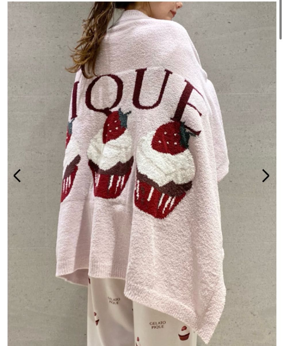 ジェラートピケ カップケーキ いちご ピンク モチーフジャガード