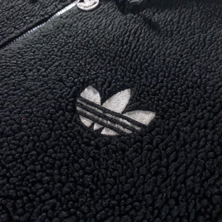 90s adidas デサント製 ボア キルティング切替 ブルゾン 背面刺繍ロゴ