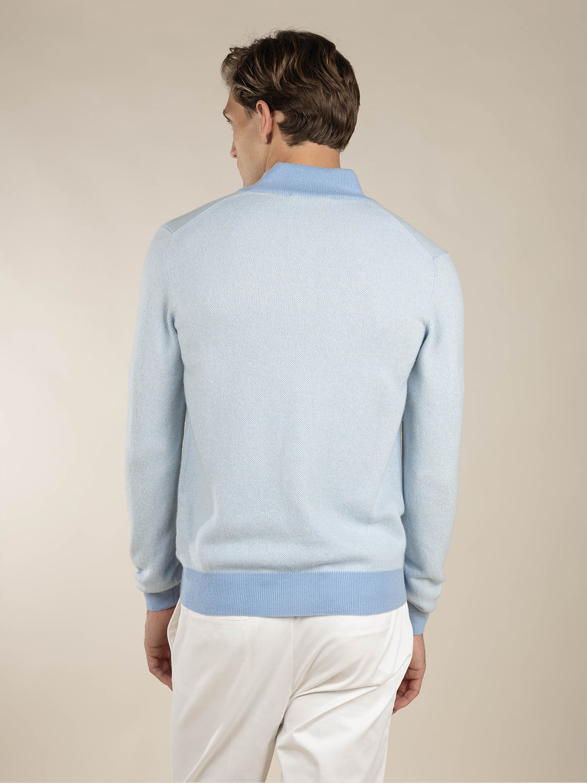 Aurélien | Cashmere Light Blue Zipper Sweater