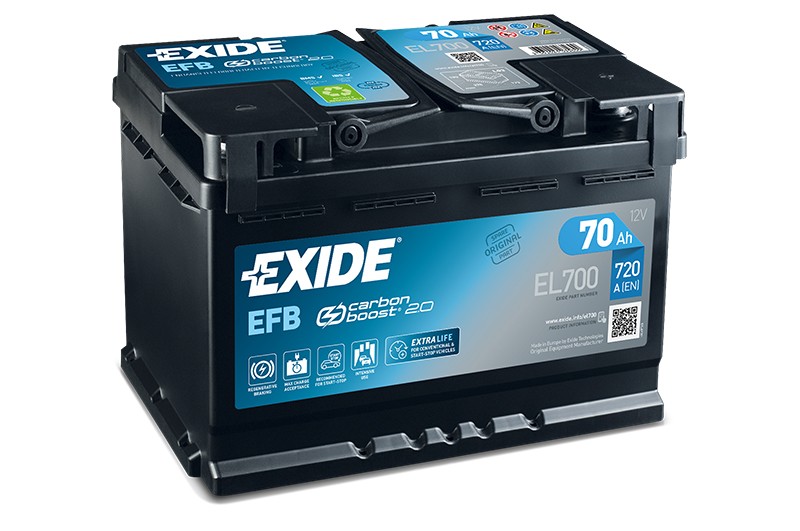 EXIDE EL700 EFB 70Ah 720A (EN) 12V battery