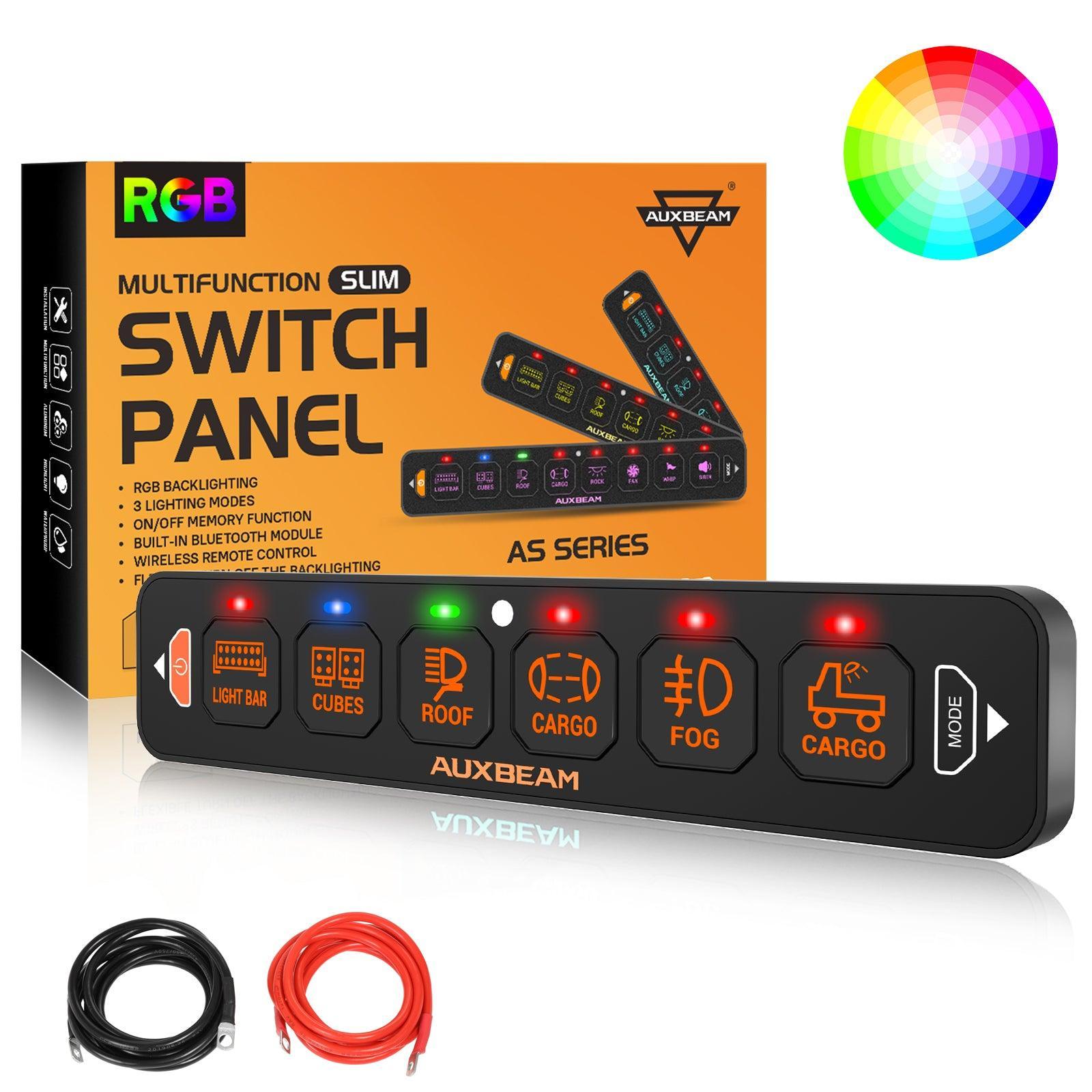 Auxbeam® AS-R60 RGB Slim Switch Panel, Toggle/ Momentary/ Pulsed