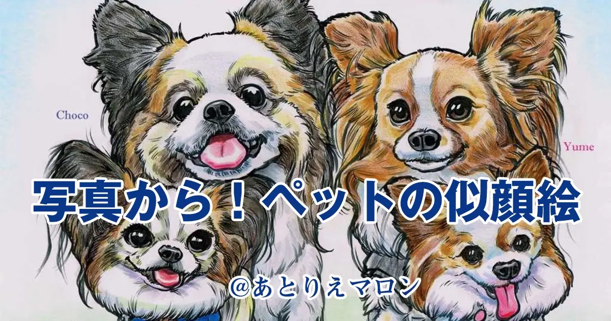 ペットの似顔絵｜別々のお写真からもOK