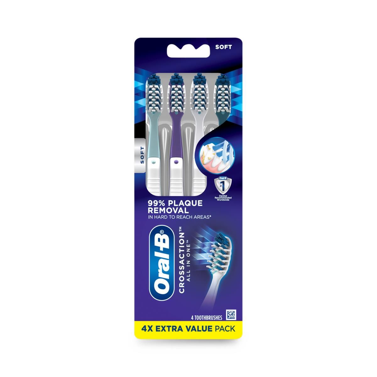 Oral-B CrossAction All-In-One Toothbrush Soft 4Ct