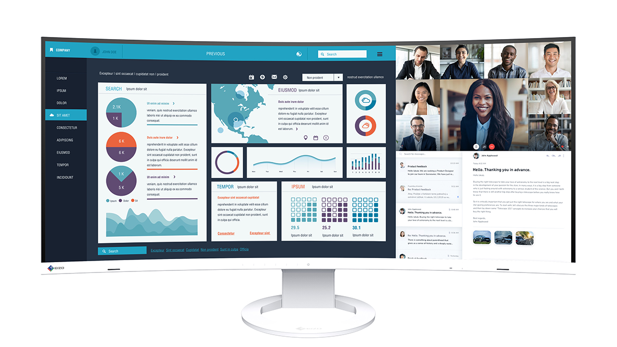 EIZO初のウルトラワイド曲面37.5型モニタ「FlexScan EV3895」 - AV Watch