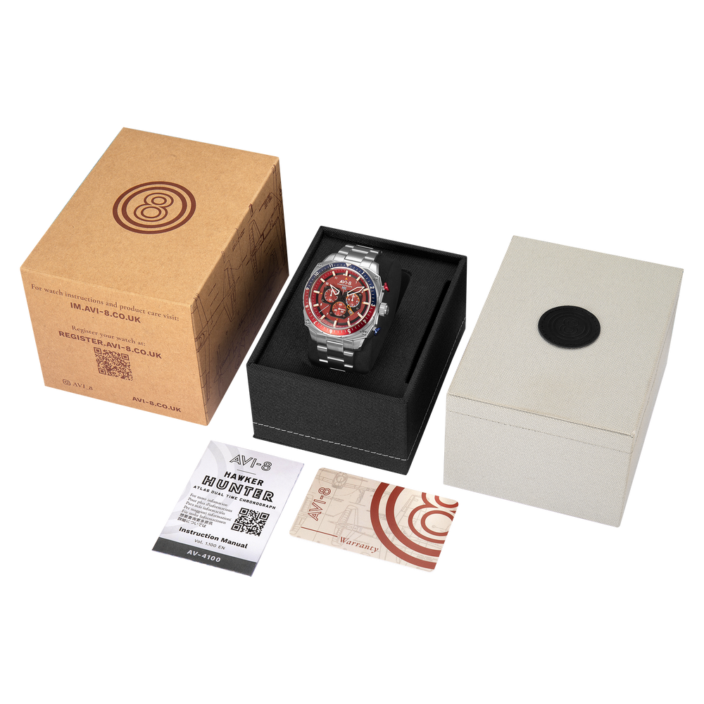 Crimson Red | Hawker Hunter Atlas Dual Time Chronograph – AVI-8